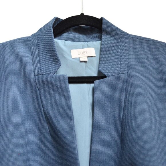 LOFT Outlet Notch Collar Blue Black Herringbone Blazer Jacket Office Workwear - Picture 2 of 12
